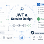 JWT セッション 設計で有効期限、保存場所、失効対応を整理する図